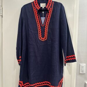 Sail to Sable Navy Top with Vibrant Red Trim